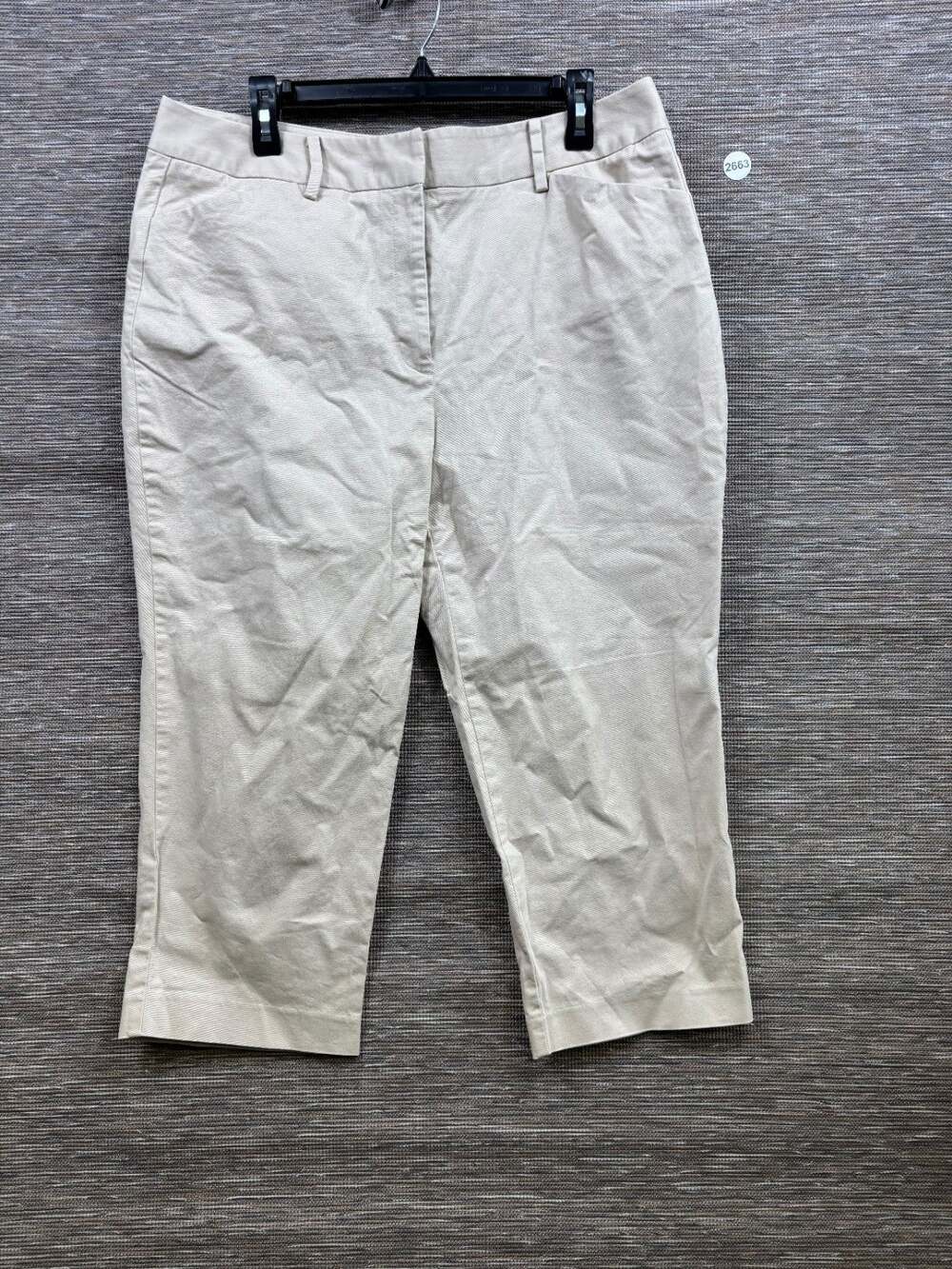 Talbots Khaki Cropped Pants Womens Size 16 Beige High-Rise Stretch